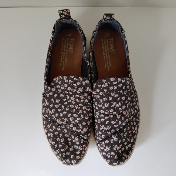 Toms Shoes Ditzy Daisy Print Deconstructed Alpargata Slip On Shoes Size 7 - Picture 9 of 13